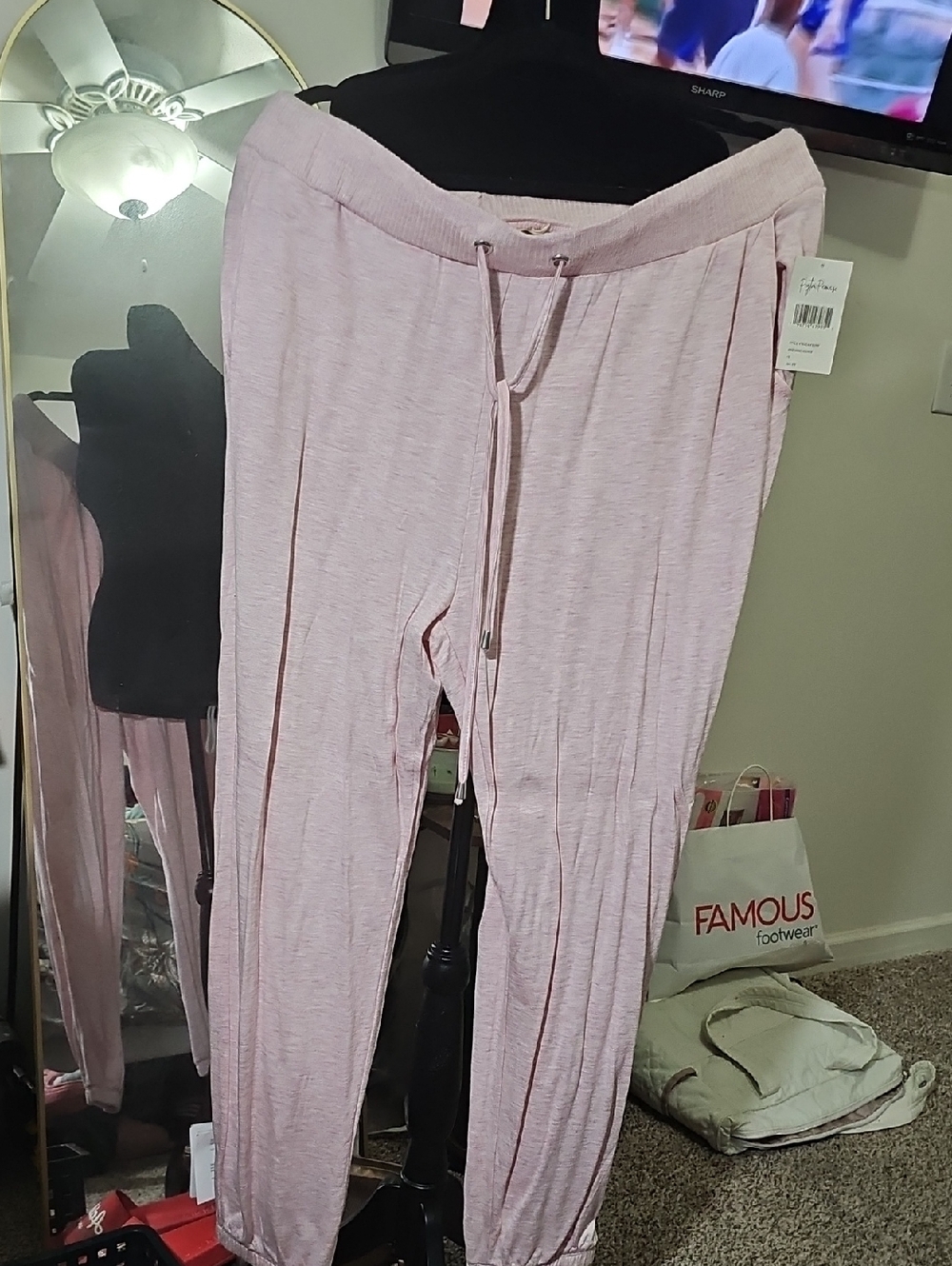 Light Blush Pink Drawstring Joggers - Casual Comfort